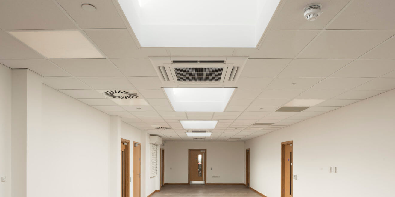 Inside view of a Inside view of a commercial rooflight installed on a nursery