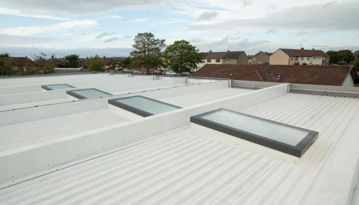 Roof top view of installed commercial rooflights installed at a nusery