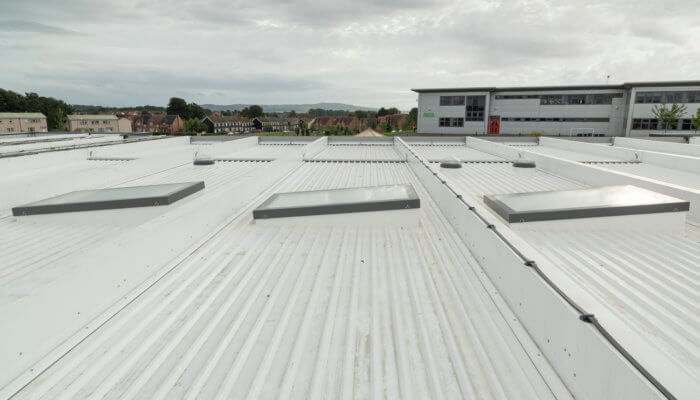Roof top view of rooflights installed on Cherry Tree nursery
