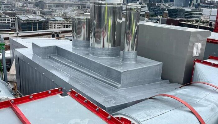 Complex service riser weatherproofed in London
